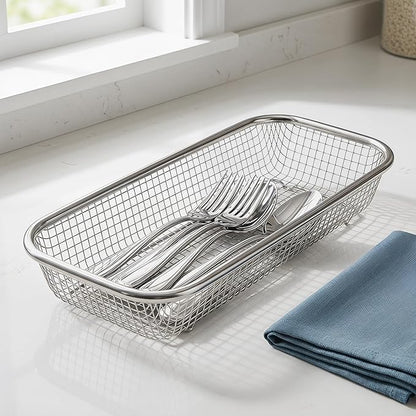 Cabilock Dishwasher Silverware Basket Small Storage Holder for Utensils and Chopsticks 12.20X5.11X2.16 Inch Rustproof Metal Kitchen Organizer Set of 2