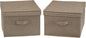Household Essentials Large Fabric Storage Bins 2 Pack, Soft Poly Linen with Sturdy Sides, Attached Handle and Fully Removable Lid, Brown
