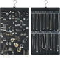 Dual Sided Hanging Jewelry Organizer with Hanger for Small Closet,Tangle Free Necklace Holder Over Door Large Capacity 300 Earrings+30 Necklaces, Soft Sturdy Felt Material,Gift Ready,1 Pack
