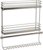 Home Details Wall Mounted Jewelry Organizer | Dimensions: 14.6"x 3.9"x 15.6" | 2 Tier Mirror | Home Organization | Great for Bracelets | Necklaces | Earrings | Mirror Based Shelf | Satin Finish