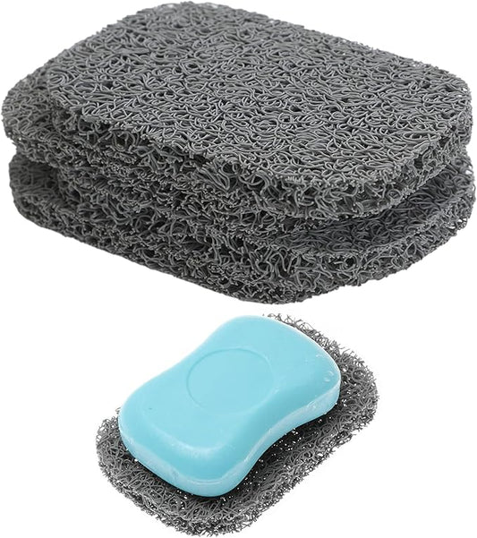 Snowkingdom 4 Pack Gray Soap Saver for Bar Soaps Draining Lift Pad 2.9" x 4.5" PVC Non-BPA Non-Slip Durable