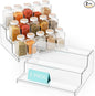 Yieach 2 Pack Tiered Spice Rack Organizer for Cabinet,Pantry,3 Tier Clear Acrylic Spice Rack Organizer & Holder,Step Shelves for Vitamin,Medicine Bottle,Jar,Can,Condiment Organizer and Seasoning Shelf