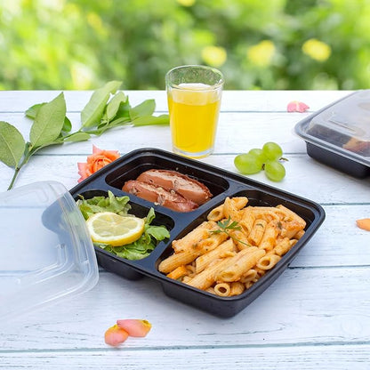 GUSTO 24 oz - 3 Compartment Meal Prep Containers with Lids – [50 Count] Reusable, Microwaveable, Dishwasher & Freezer Safe, BPA-Free Food Storage Boxes for Portion Control (Formerly Comfy Package)