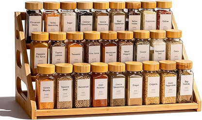 Spice Organizer, Bamboo 3 Tier Spice racks, Kitchen Seasoning Spices Rack, Suitable for Spice Organizers Such as Sitchen Countertops, Stoves, Sorage Rooms (M)