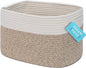 Brown Cotton Rope Basket for Shelf Storage - 15"×10"×9½" - Woven Decorative Basket for Organizing - Closet, Nursery, Bedroom - Toys, Books, Towels, Clothes