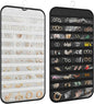 1 Pack Hanging Jewelry Organizer 80-Pocket Dual-sided Jewelry Storage for Earring Necklace Bracelet Ring Travel Holder, Black and White