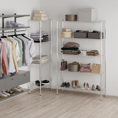 14" Deep x 48" Wide x 74" Height Wire Shelving Kit | 5-Tier | NSF Commercial Storage Rack Unit