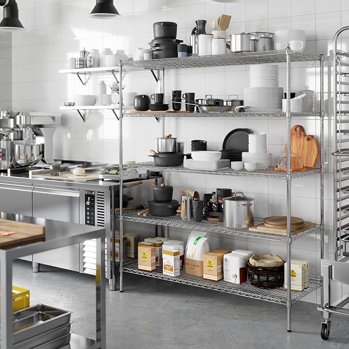 24" Deep x 60" Wide x 74" Height Wire Shelving Kit | 5-Tier | NSF Commercial Storage Rack Unit