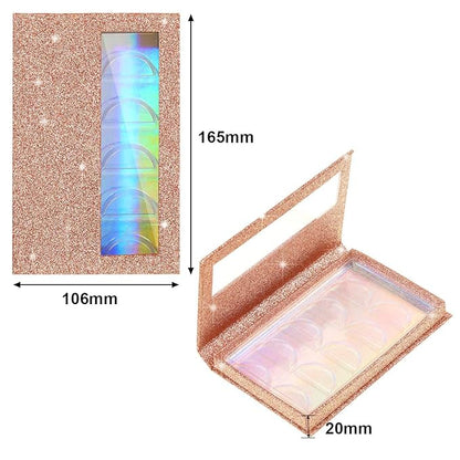 2 Packs 5 Pairs Eyelash Book Empty False Lash Storage Book Box Glitter False Eyelash Storage Case Container Makeup Display Lash Holder Portable Travel Catalog for Women, Rose Gold