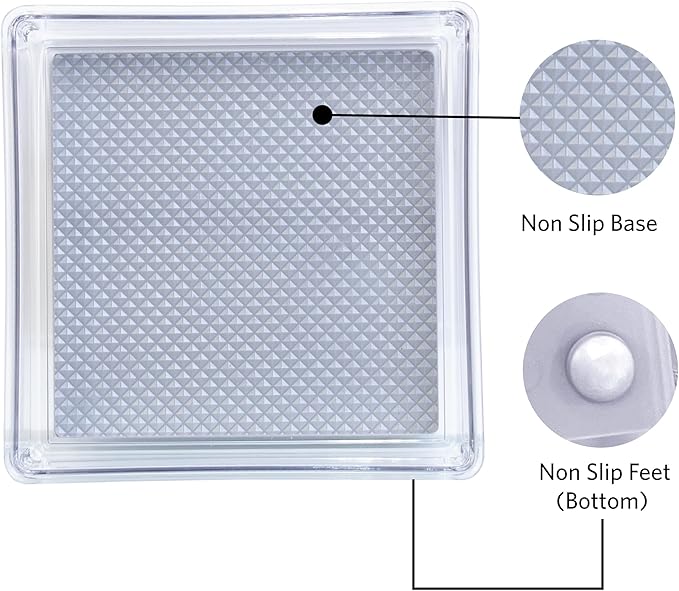 Glad Drawer Organizer Bin, 6x6 - Heavy Duty Clear Plastic Storage Tray for Junk Drawers, Kitchen Utensils, Bathroom Vanity, and Organizing Pantry - BPA Free, Food Safe, Non Slip