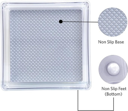 Glad Drawer Organizer Bin, 6x6 - Heavy Duty Clear Plastic Storage Tray for Junk Drawers, Kitchen Utensils, Bathroom Vanity, and Organizing Pantry - BPA Free, Food Safe, Non Slip