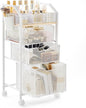 Homde Rolling Makeup Organizer with Drawers: Skincare Storage Cart with Wheels for Home Bedroom Vanity - Cosmetic Display Holder for Beauty Enthusiasts Makeup Artists