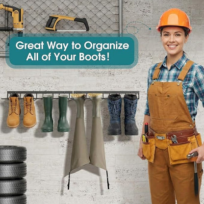 zacurter Wall Mount Boot Rack Metal Wader Hangers for Tall Boots, 8 Pair Boot Storage Organizer for Entryway Garage, Heavy Duty Cowboy Boot Holder for Rain Work Shoes, Outdoor & Indoor Use(4 Pack)