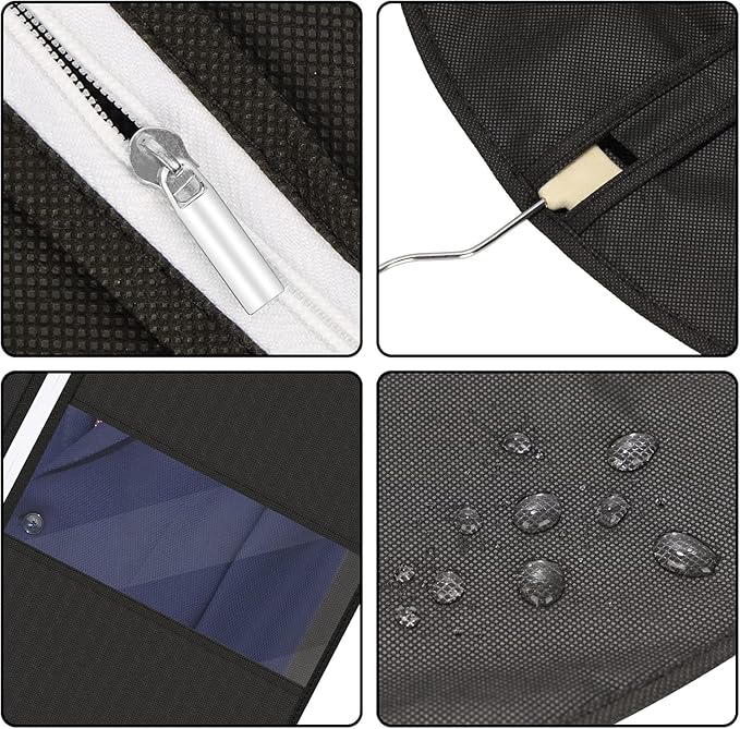 40" Garment Bag, Set of 5 Garment Bags for Hanging Clothes, Suit Garment Bag for Men, Suit Cover Bags with Clear Window for Storage Shirt, Jacket, Coat, Sweater, 5 Pack (Black)