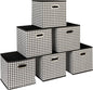 Household Essentials Foldable Fabric Storage Cubes 6-Pack – 11x11x11 Stackable Non-Woven Bins with Chipboard Sides & Grommet Handles – Closet, Shelf, Nursery, or Office Organizer – Houndstooth
