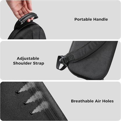 ProCase Hard Hat Travel Case for Baseball Caps, No-Crush Case Holds Up to 7-8 Hats, Adjustable Interior with Shoulder Strap for Travel, Hat Organizer Ball Caps Holder -Black