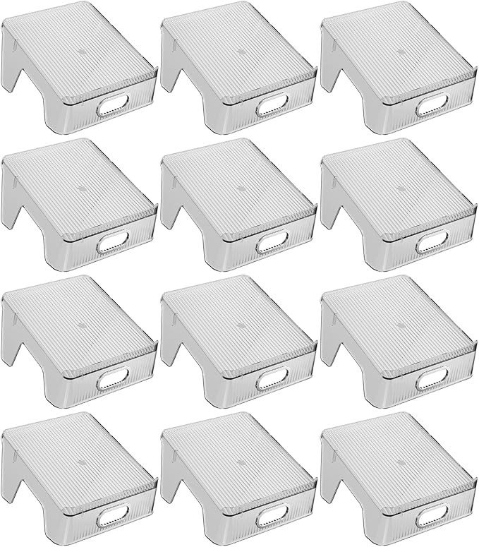 HYGRAD - Double Layer Shoe Rack Slots Organizer 25 X 23 X 12.7cm Stacker Space - Saving Transparent Plastic Shoe Holder - Stand Shoe Rack Wardrobe Storage For Cabinet (Silver, 12pcs)