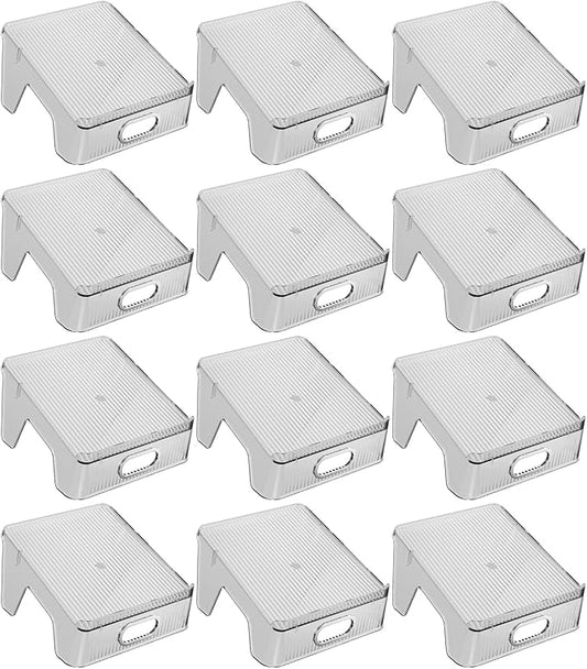 HYGRAD - Double Layer Shoe Rack Slots Organizer 25 X 23 X 12.7cm Stacker Space - Saving Transparent Plastic Shoe Holder - Stand Shoe Rack Wardrobe Storage For Cabinet (Silver, 12pcs)