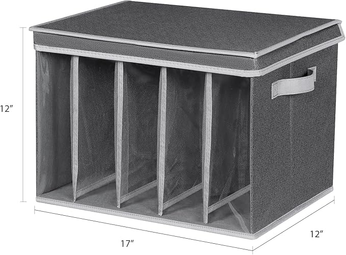 Zilink Upgraded Sweater Organizer for Shelf with Lids and Support Boards Clothes Organizer for Closet with 5 Grids Divider Sweater Storage Bins for Sweaters, Jeans, Pants, Black Pattern, 3 Pack