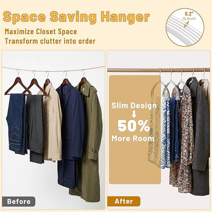 Arc Design No Shoulder Bump Plastic Hangers 30 Pack, Ultra Thin Non-Slip Hangers for Clothes, Heavy Duty Clothes Hangers, 360° Swivel Silver Hook-Space Saving Closet Organizer (Grey)