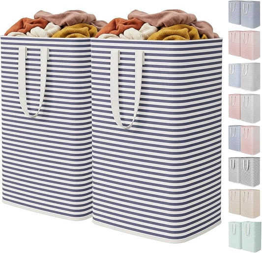 Lifewit 2 Pack Laundry Basket 80L Each, Collapsible Clothes Hamper with Reinforced Handles, Freestanding Waterproof Design for Bedroom and Laundry Room, Navy 160L Total