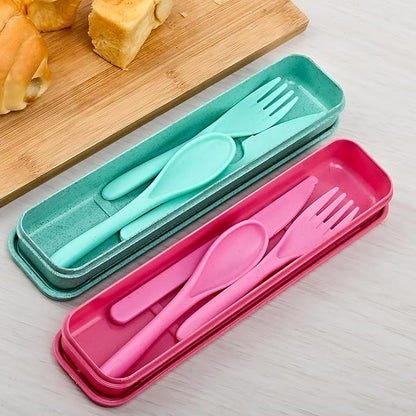 Travel Cutlery Case Portable Utensil Holder Large Travel Silverware Case Flatware Storage Box Camping Utensils Cutlery Cases for Fork Spoon Chopsticks Lunch Box, 9.6 x 2.1 inches (Beige, Green)
