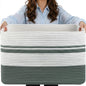 75L Large Blanket Basket, 22"x17"x12"Rectangle Cotton Rope Woven Storage Basket with Handles, Laundry Hamper for Living Room, Nursery, Bedroom - Chemical-Free, Kid & Pet Safe - Sage Green