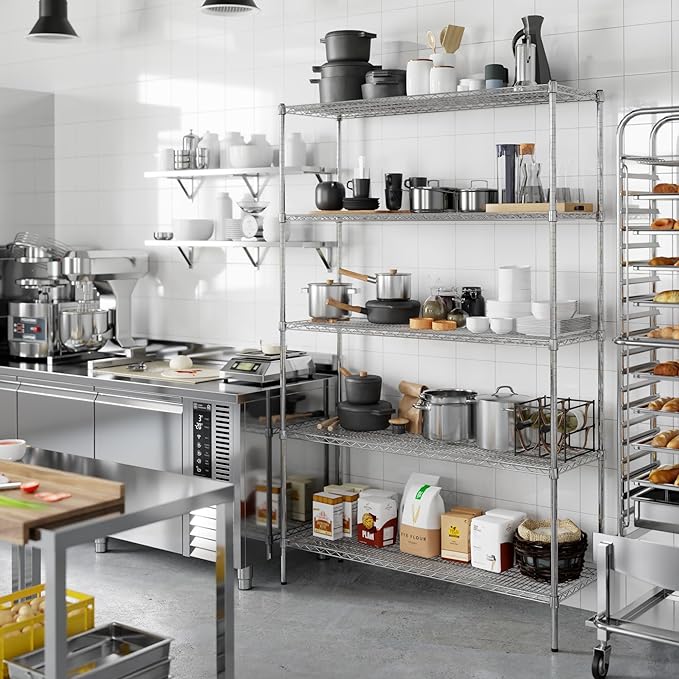 18" Deep x 54" Wide x 86" Height Wire Shelving Kit | 5-Tier | NSF Commercial Storage Rack Unit
