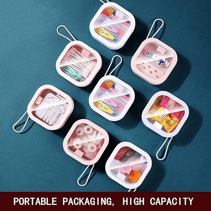 2pcs Hair Tie Organizer Boxes,Small Portable Holder Can Be Stackable Or Hung On The Wall,Best for Ties Storage or Small Items on Desktop, Pink&White