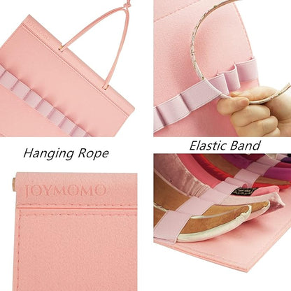 Hanging Headband Holder for Girls, Felt Headband Organizer Storage Holder - Pink
