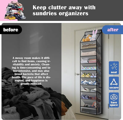 10 - Pocket Over - the - Door Hanging Shoe Organizers & Rack, Made of Sturdy 600D Oxford + Non - Woven Fabric, Space - Saving Storage for Shoes, Boots & More (Gray)