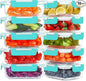 KOMUEE 10 Packs 22 oz Glass Meal Prep Containers, Glass Food Storage Containers with Lids, Airtight Lunch Boxes BPA Free, Microwave and Freezer Safe, Green