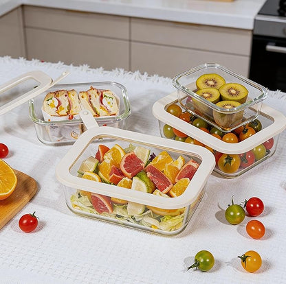 Urban Green Glass Food Storage Containers with Glass Lids, Microwave Safe Food Container Set, Aitight Meal Prep Container Set, LeakProof, 100% Plastic Free, 4 Pack