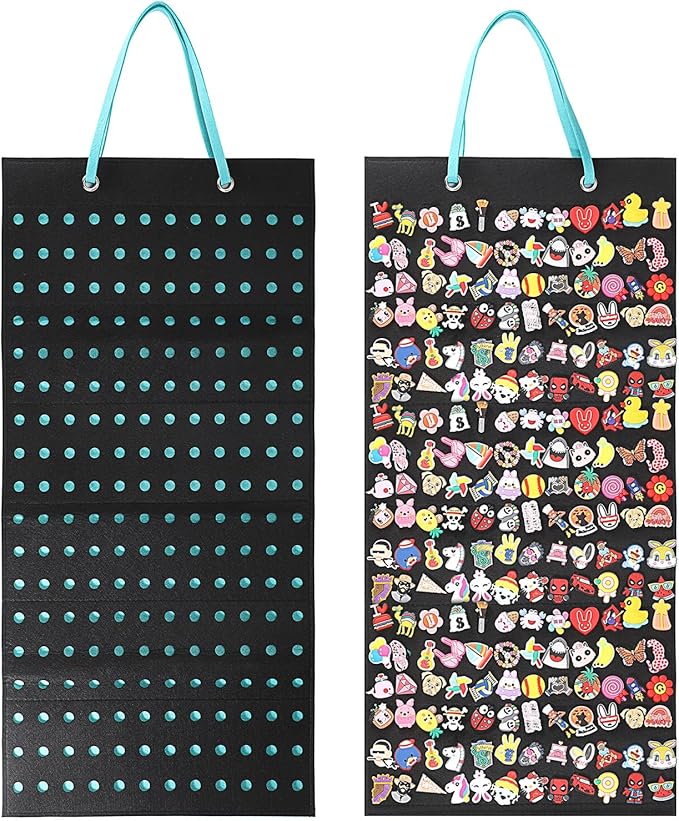 JUXYES Shoe Charms Organizer Wall Hanging Collection Holder with 216 Holes, Portable Decorative Croc Charms Display Hanging Decoration Storage Organizer