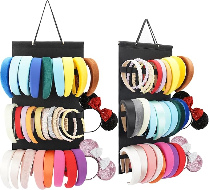 Hanging Headband Holder For Girls,Felt Headband Organizer Headband Storage Holder Organizer For Headband (Without Headbands) (Black)