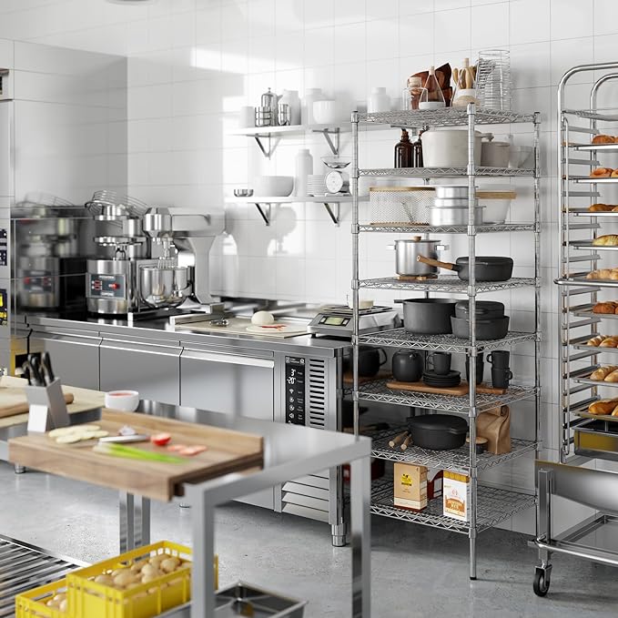 24" Deep x 24" Wide x 74" Height Wire Shelving Kit | 8-Tier | NSF Commercial Storage Rack Unit