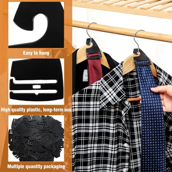 Maxdot 100 Pcs Tie Hangers, Plastic Neck Tie Holders for Display, Black Necktie Hook Hangers for Men Retail Closet, 2.8 x 2 inches