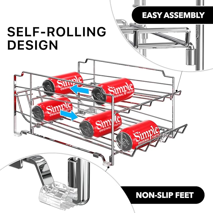Simple Houseware Dual Row Front Loading Can Dispenser, Chrome