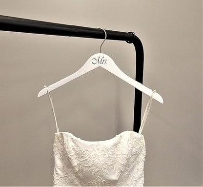 NAHANCO MRMRS20117WH Bridal Hanger Set, White Wood Hangers with Black Imprint (Mr. and Mrs.), 17” (2 Piece Set)