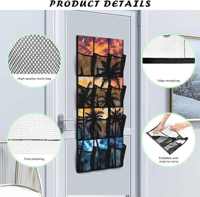 Tropical Tree Over the Door Shoe Organizer,Shoe Organizer Door Hanger,Space Saver Shoes Hanger Storage Organizer Bag