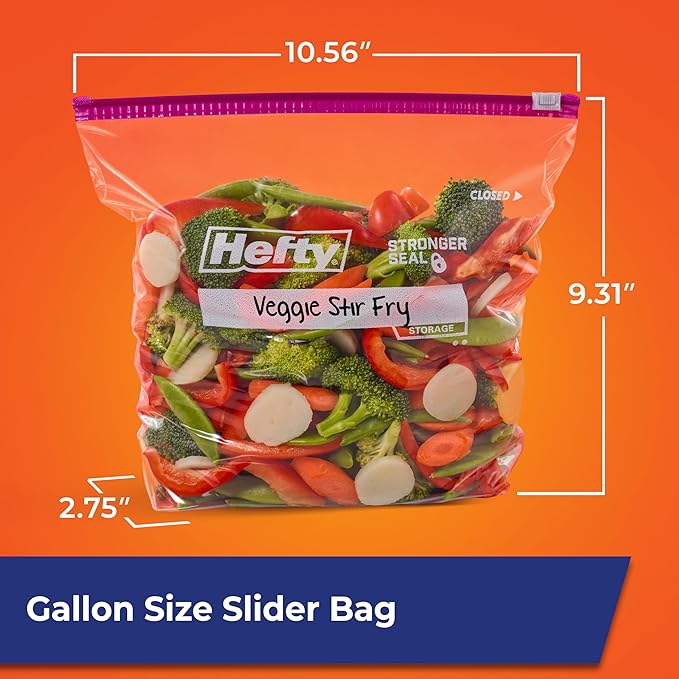 Hefty Slider Kitchen Storage Bags, Gallon Size, 66 Count (Pack of 4)