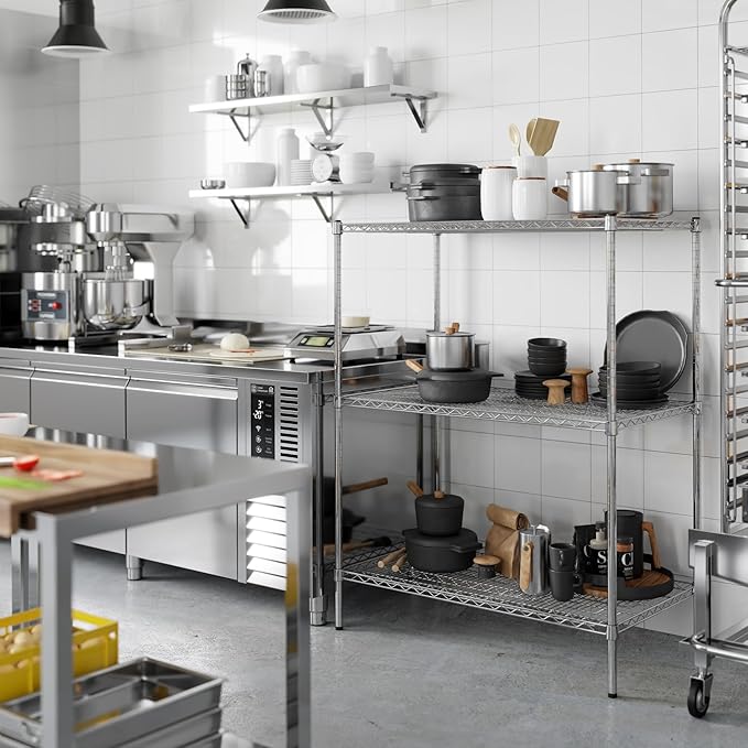24" Deep x 42" Wide x 54" Height Wire Shelving Kit | 3-Tier | NSF Commercial Storage Rack Unit