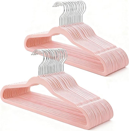Pink Velvet Hangers 30 Pack, Anti-Slip Slim Space Saving Hangers with 360° Swivel Hook, 17.5 Inch Velvet Clothes Hangers for Coats,Sweater,Jackets,Dresses, Shirts, Suits & T-Shirts (Pink, 30)