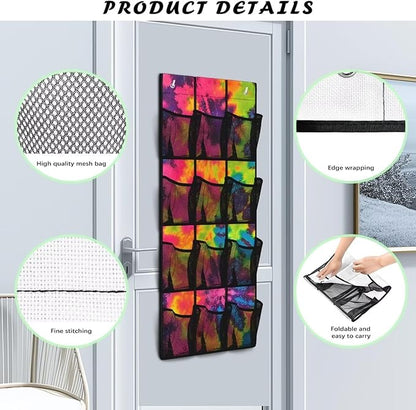 Over The Door Shoe Hanging Organizer for Door Sturdy Oxford Over The Door Shoe Organizer Closet Hanging Shoe Holder Hanger,Tie Dye