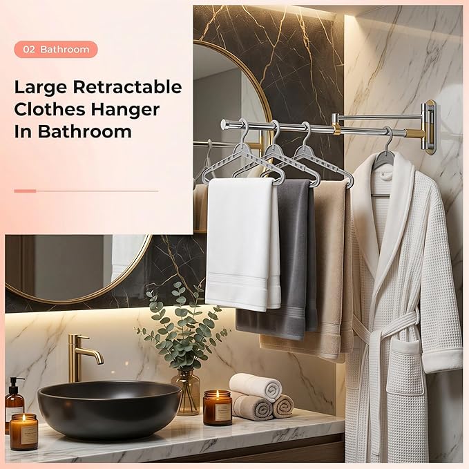 HOUSE DAY Extra Large Adjustable Hangers 4 Pack, Heavy Duty Clothes Hangers with 360° Rotating Hook, Sturdy Plastic Hangers Ideal for Coat,Sweaters, Jackets, Bath Towels, Oversized Garments (Gray)