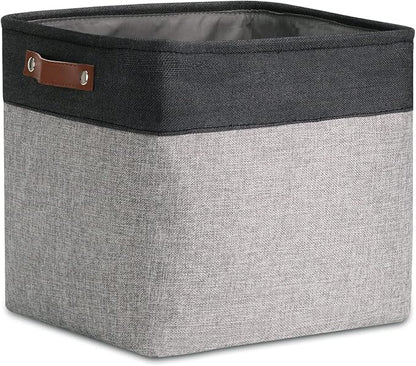 DULLEMELO Cube Basket for Storage, Collapsible Fabric Cube for Organizing, Storage Cube for Closet, Laundry, Nursery, Shelves, Decorative Basket for Gifts Empty (Black&Gray)