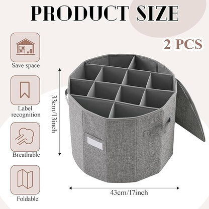 Ripeng 2 Pack Round Shoe Organizer for Closet, Cylindrical Shoe Storage Organizer with Removable Dividers and Lid, Foldable Closet Container Round Compartment Bins for Home (D17 X H13.2,Rectangular)