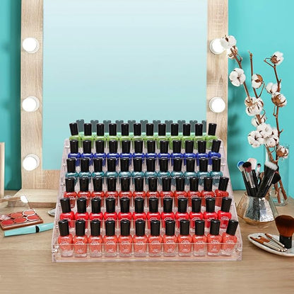 BTremary Clear Nail Polish Paint Organizer Holder Rack Shelf 6 Tier Acrylic Tattoo Ink Essential Oil Display Stand Holds Up to 48-96 Bottles for Table (Fit 1-2oz Bottles)