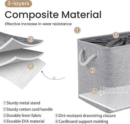 Large Storage Baskets- 16x12x12 inch Storage Bins for Shelves and Closet Organizing, Foldable Fabric Bin for Home Organization Clothes and Laundry (3-Pack, Gray)