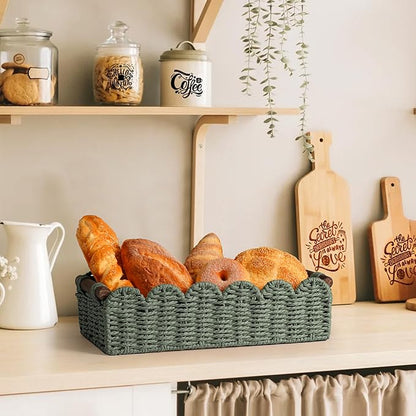 Toilet Paper Storage Basket Bathroom Counter Organizer Wicker Baskets for Organizing Cute Basket for Apartment Bedroom Nursery Room Kitchen Bathroom Decor-Green